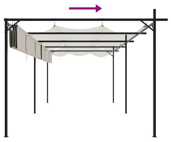 Pergola s pomičnim krovom krem 589x292x230 cm - Krema 589 x 292 x 230 cm 1 Krema