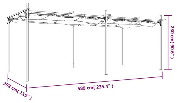 Pergola s pomičnim krovom antracit 589x292x230 cm - Antracit 589 x 292 x 230 cm 1 Antracit