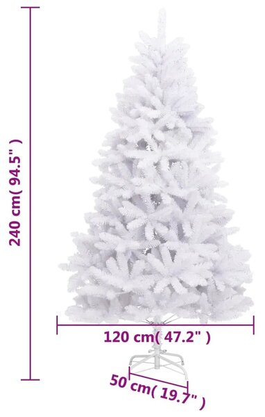 Umjetno božićno drvce sa šarkama i stalkom bijelo 240 cm - Bijela Ø 120 x 240 cm 1 bez LED svjetala