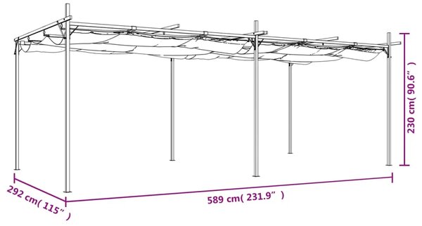 Pergola s pomičnim krovom krem 589x292x230 cm - Krema 589 x 292 x 230 cm 1 Krema