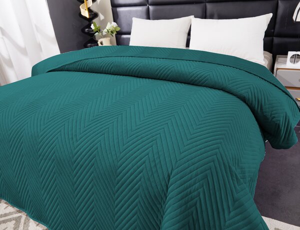 Tirkizni baršunasti prekrivač za krevet ARROW VELVET Dimenzije: 170 x 210 cm
