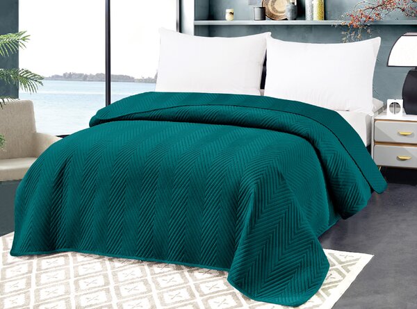 Tirkizni baršunasti prekrivač za krevet sa uzorkom ARROW VELVET Dimenzije: 200 x 220 cm
