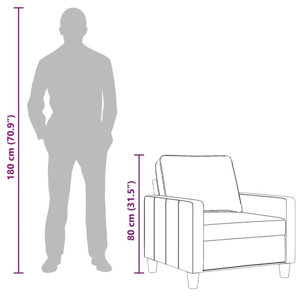 Fotelja smeđa 60 cm od tkanine - Smeđa 1 60 cm Smeđa