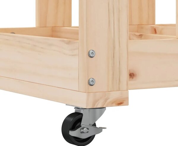 Držač za drva - Držač za cjepanice s kotačima 40x49x110 cm od borovine - Prirodna Prirodna