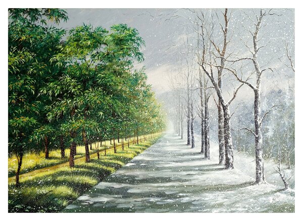 Staklena slika - Zima ili ljeto (70x50 cm)