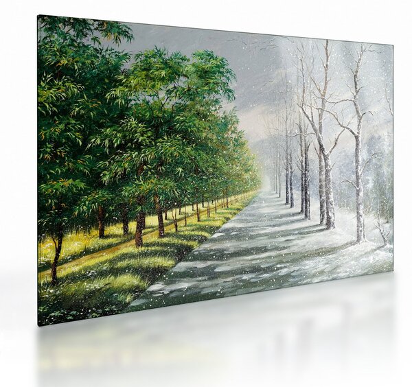 Staklena slika - Zima ili ljeto (70x50 cm)