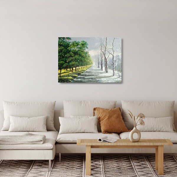 Staklena slika - Zima ili ljeto (70x50 cm)