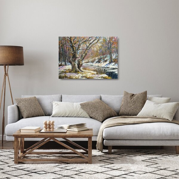 Staklena slika naslikanog zimskog krajolika (70x50 cm)