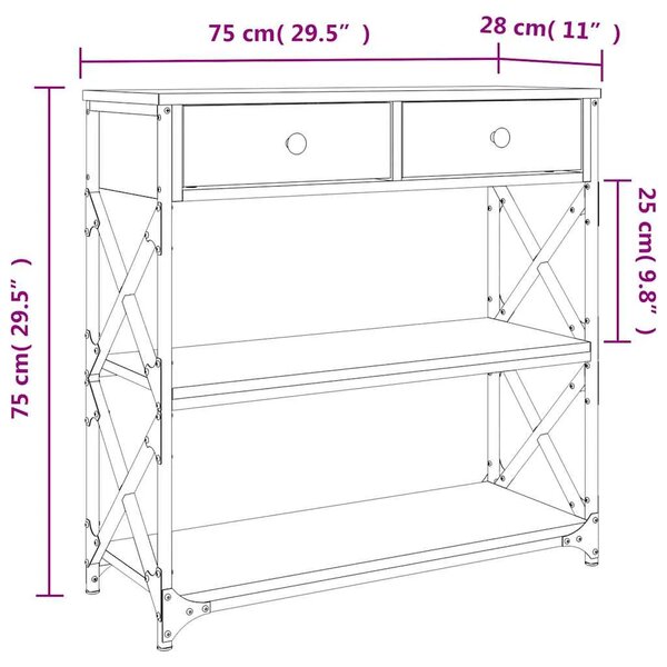 Konzolni stol boja hrasta sonome 75x28x75 cm konstruirano drvo - sonoma hrast 1 75 cm Sonoma hrast