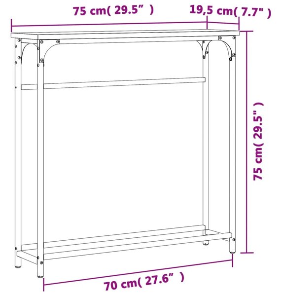 Konzolni stol siva boja hrasta 75x19 5x75 cm konstruirano drvo - Sivi hrast sonoma 1 Sivi hrast sonoma