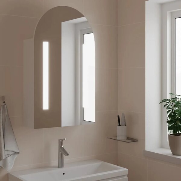 Kupaonski ormarić s ogledalom LED lučni bijeli 42 x 13 x 70 cm - Bijela 1 Bijela