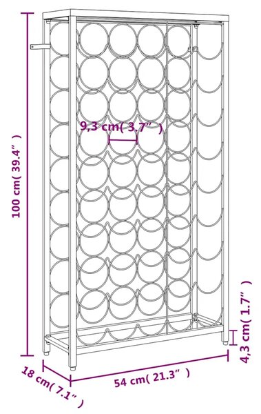 Stalak za vino za 45 boca crni 54 x 18 x 100 cm kovano željezo - 54 x 18 x 100 cm 1 1 1