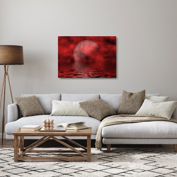 Staklena slika - Mjesec na vodenoj površini (70x50 cm)