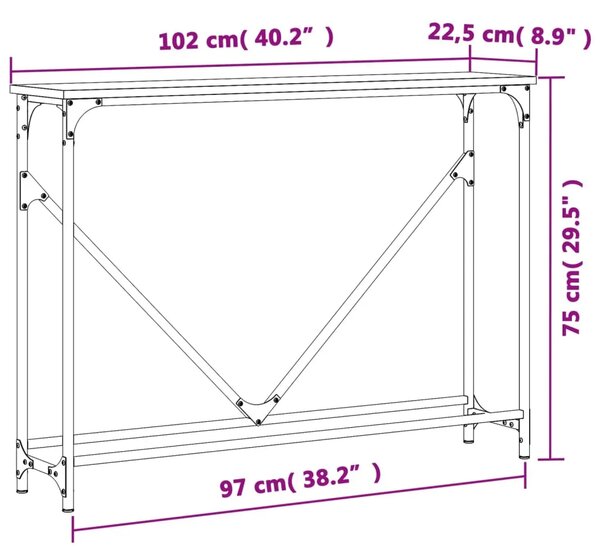 Konzolni stol crni 102 x 22 5 x 75 cm od konstruiranog drva - Crna 1 Crna
