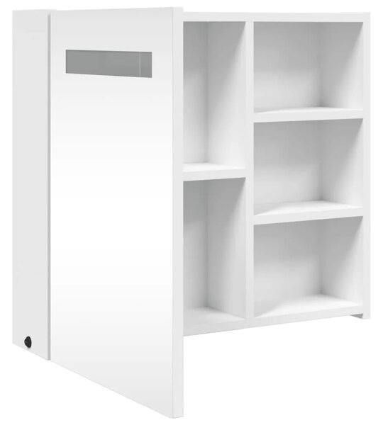 Kupaonski ormarić s ogledalom i LED svjetlom bijeli 60x13x52 cm - Bijela 60 x 13 x 52 cm 1 Bijela