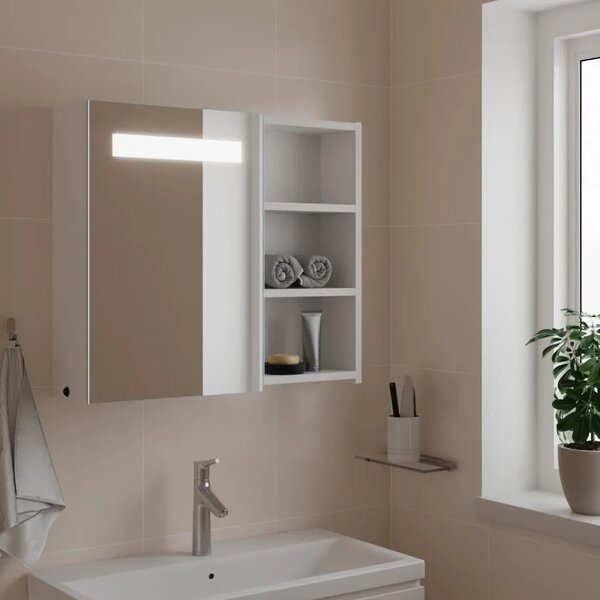 Kupaonski ormarić s ogledalom i LED svjetlom bijeli 60x13x52 cm - Bijela 60 x 13 x 52 cm 1 Bijela