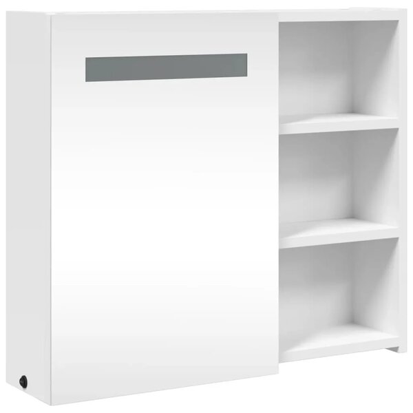 Kupaonski ormarić s ogledalom i LED svjetlom bijeli 60x13x52 cm - Bijela 60 x 13 x 52 cm 1 Bijela