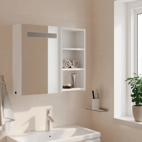 Kupaonski ormarić s ogledalom i LED svjetlom bijeli 60x13x52 cm - Bijela 60 x 13 x 52 cm 1 Bijela