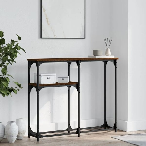 Konzolni stol boja hrasta 90 x 22 5 x 75 cm konstruirano drvo - Smeđi hrast 1 90 cm Smeđi hrast