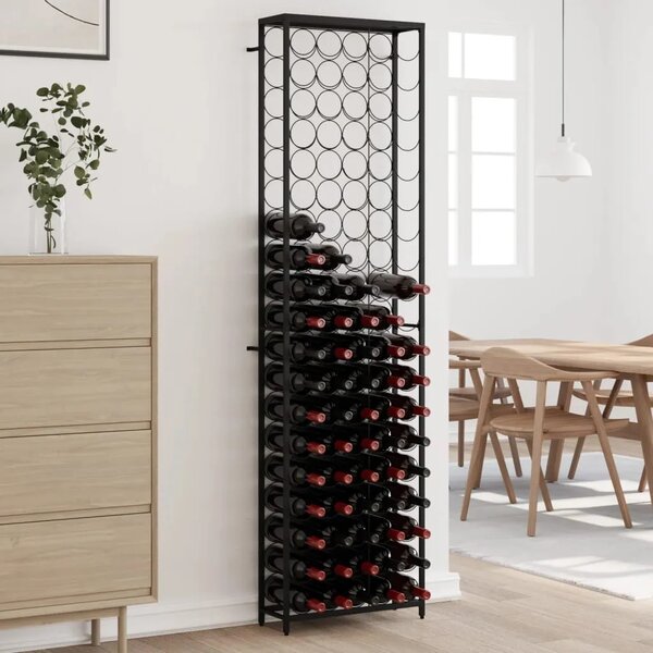 Stalak za vino za 95 boca crni 54 x 18 x 200 cm kovano željezo - 54 x 18 x 200 cm 1 1 1