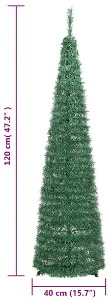 Umjetno božićno drvce 50 LED žarulja zeleno 120 cm - 120 x 40 cm 1 1 1