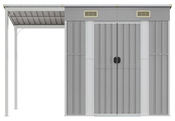 Vrtna kućica s produženim krovom svijetlosiva 277x107x181 cm čelična - Svjetlosiva 1 Svjetlosiva