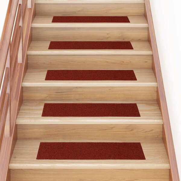 Prostirke za stepenice samoljepljive 15 kom 76x20 cm bordo crvene pravokutne - Bordo crvena 76 x 20 cm 15