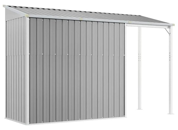 Vrtna kućica s produženim krovom svijetlosiva 277x107x181 cm čelična - Svjetlosiva 1 Svjetlosiva