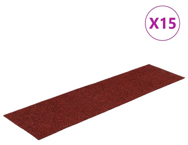 Prostirke za stepenice samoljepljive 15 kom 76x20 cm bordo crvene pravokutne - Bordo crvena 76 x 20 cm 15