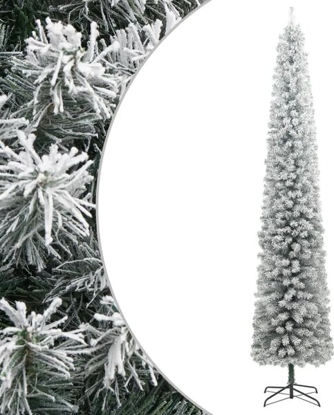 Usko božićno drvce sa stalkom i snijegom 270 cm PVC - Zelena i bijela 270 cm 1 Osnovni