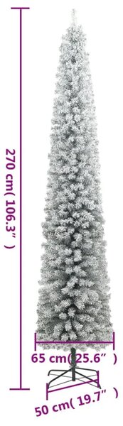 Usko božićno drvce sa stalkom i snijegom 270 cm PVC - Zelena i bijela 270 cm 1 Osnovni