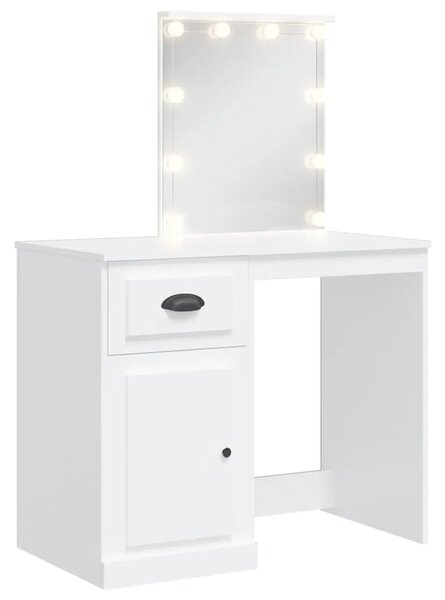 Toaletni stolić s LED svjetlima bijeli 90 x 42 x 132 5 cm - Bijela 1 Bijela
