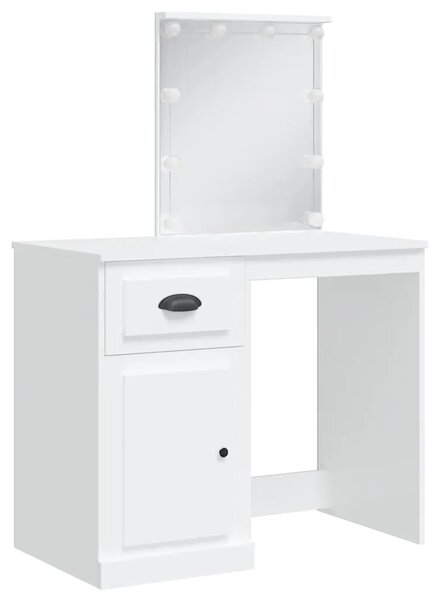Toaletni stolić s LED svjetlima bijeli 90 x 42 x 132 5 cm - Bijela 1 Bijela
