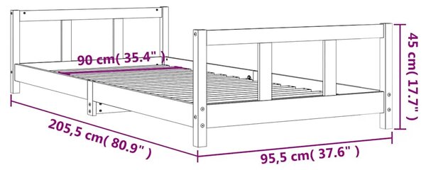 Okvir za dječji krevet 90 x 200 cm od masivne borovine - Prirodna 90 x 200 cm Prirodna 90 x 200 cm