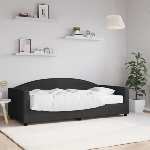 Dnevni krevet s madracem crni 90 x 190 cm od tkanine - Crna 90 x 190 cm s madracem Crna