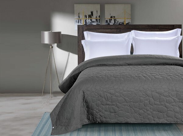 Tamno sivi prekrivač za krevet sa uzorkom STONE Dimenzije: 200 x 220 cm