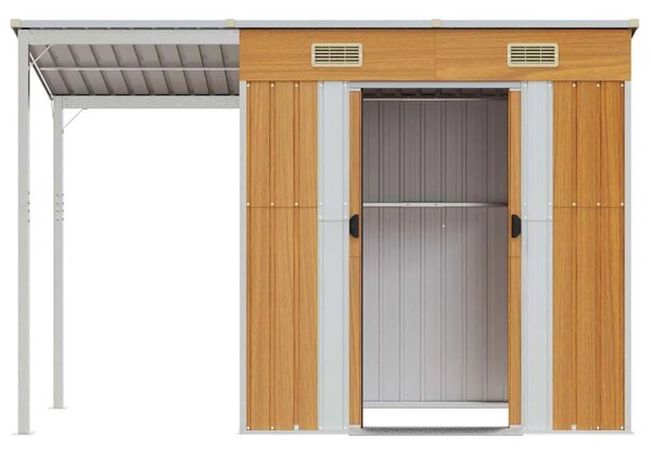 Vrtna kućica s dužim krovom svjetlosmeđa 277x107x181 cm čelik - Svjetlosmeđa 1 Svjetlosmeđa