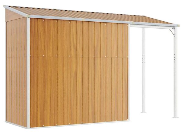 Vrtna kućica s dužim krovom svjetlosmeđa 277x107x181 cm čelik - Svjetlosmeđa 1 Svjetlosmeđa