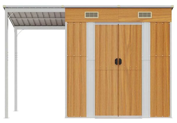Vrtna kućica s dužim krovom svjetlosmeđa 277x107x181 cm čelik - Svjetlosmeđa 1 Svjetlosmeđa
