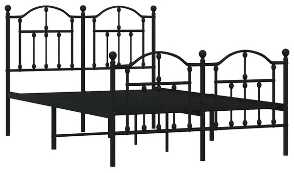Metalni okvir kreveta uzglavlje i podnožje crni 120x200 cm - Crna 120 x 200 cm s uzglavljem i podnožjem Crna