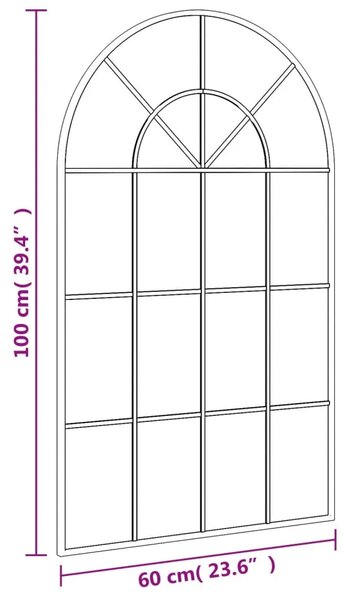 Zidno ogledalo crno 60 x 100 cm lučno željezno - 60 x 100 cm 1 60 x 100 cm