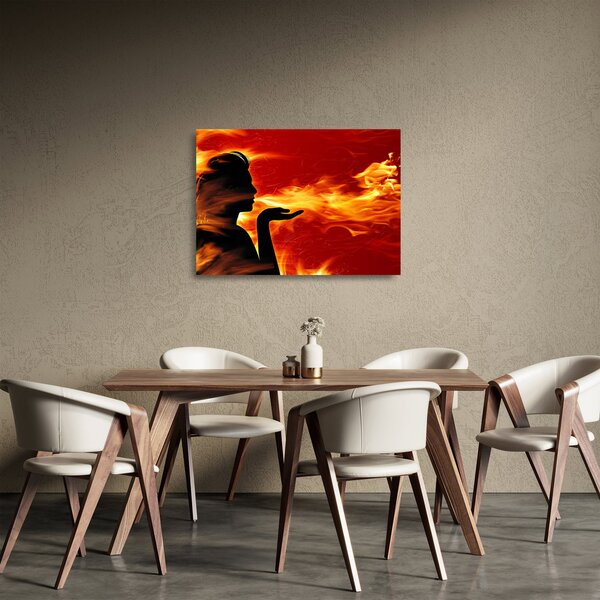 Staklena slika žene s plamenom (70x50 cm)