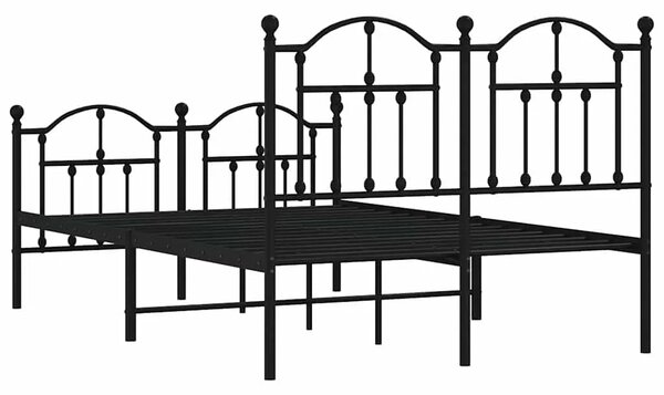 Metalni okvir kreveta uzglavlje i podnožje crni 120x200 cm - Crna 120 x 200 cm s uzglavljem i podnožjem Crna
