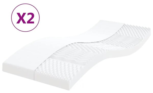 Madraci od pjene 2 kom bijeli 90 x 200 cm 7 zona tvrdoća 20 ILD - 90 x 200 cm 2 90 x 200 cm 2