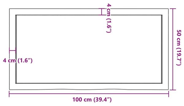 Kupaonska radna ploča tamnosmeđa 100x50x(2-6) cm tretirano drvo - Tamno smeđa 100 x 50 x 6 cm Tamno smeđa 100 x 50 x 6 cm