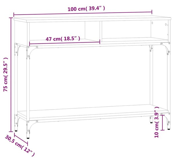 Konzolni stol crni 100 x 30 5 x 75 cm od konstruiranog drva - Crna 1 Crna