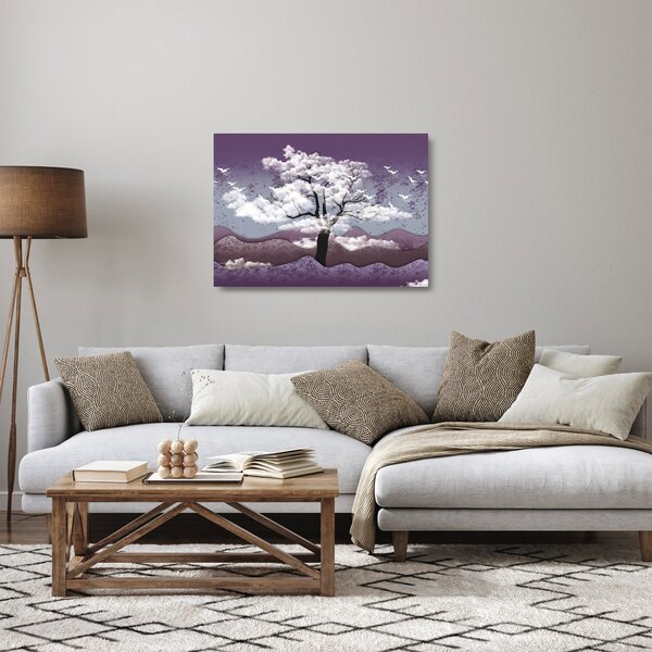 Staklena slika - Stablo u oblacima (70x50 cm)