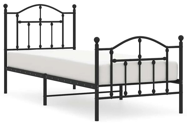 Metalni okvir kreveta uzglavlje i podnožje crni 90 x 200 cm - Crna 90 x 200 cm s uzglavljem i podnožjem Crna