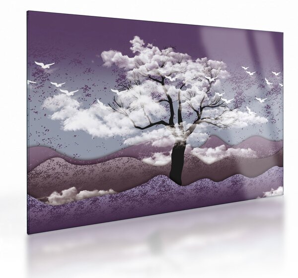 Staklena slika - Stablo u oblacima (70x50 cm)