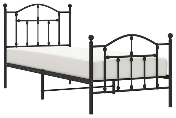 Metalni okvir kreveta uzglavlje i podnožje crni 90 x 200 cm - Crna 90 x 200 cm s uzglavljem i podnožjem Crna